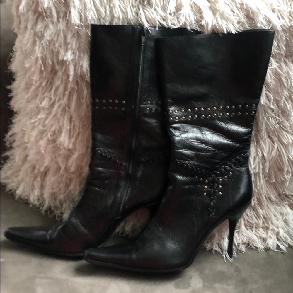 Black leather boots